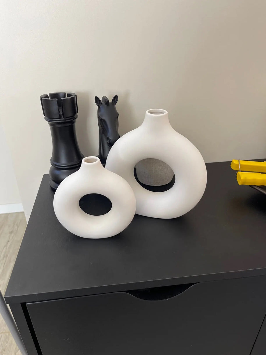Vaso de cerâmica oco - Circle Nórdico - Minimalist House LTDA