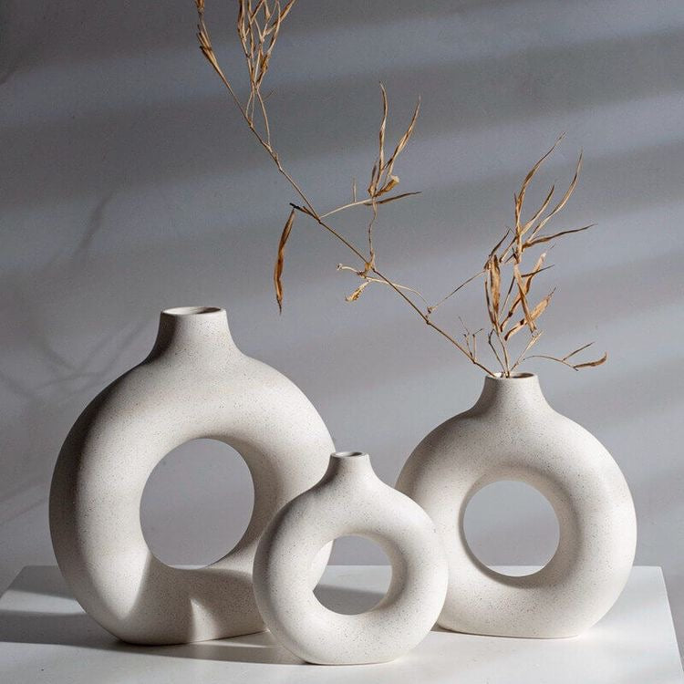 Vaso de cerâmica oco - Circle Nórdico - Minimalist House LTDA