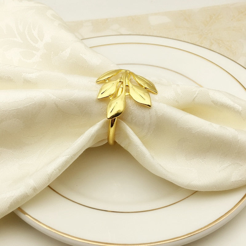 Anel para guardanapo folhas - Dourado - Minimalist House LTDA