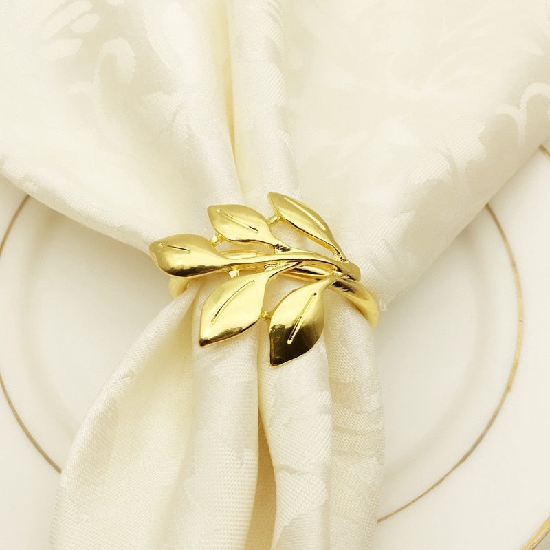 Anel para guardanapo folhas - Dourado - Minimalist House LTDA