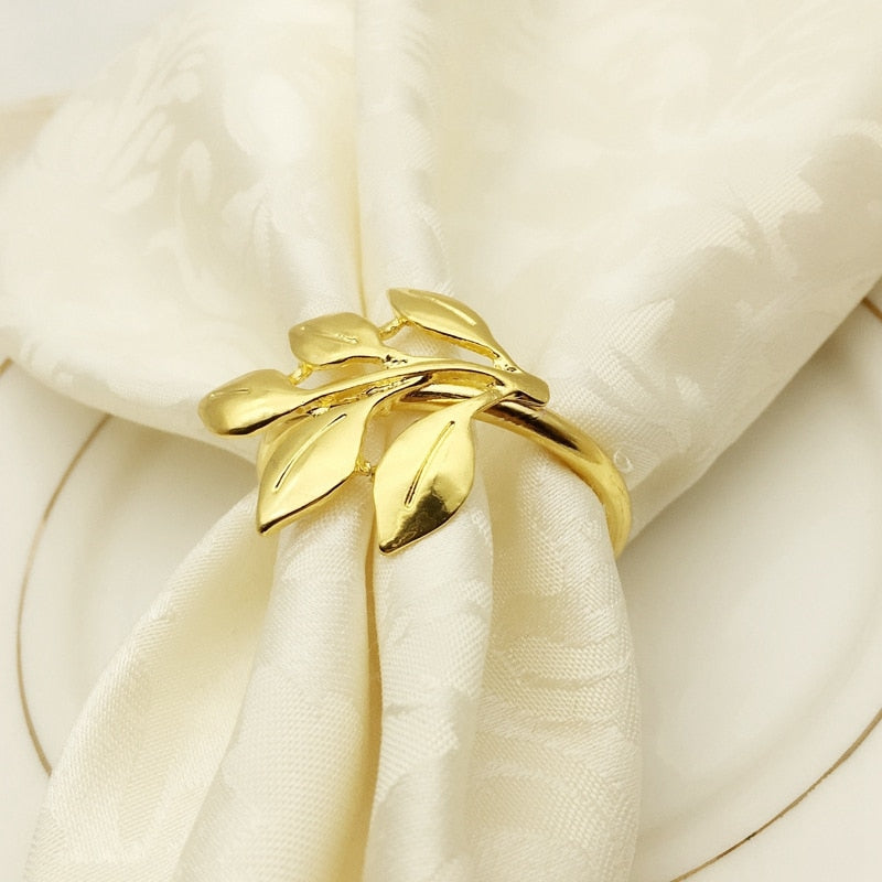Anel para guardanapo folhas - Dourado - Minimalist House LTDA