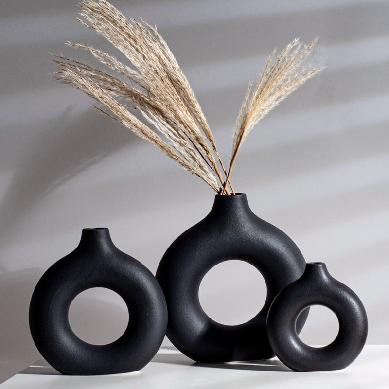 Vaso de cerâmica oco - Circle Nórdico - Minimalist House LTDA