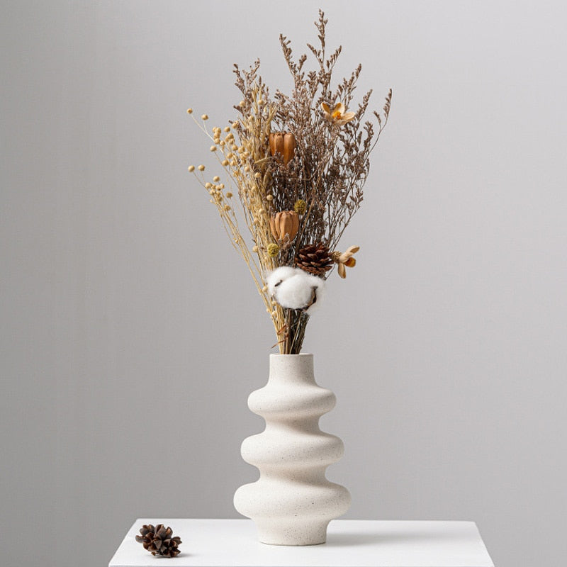 Vaso de cerâmica bege Nordic - Minimalista - Minimalist House LTDA