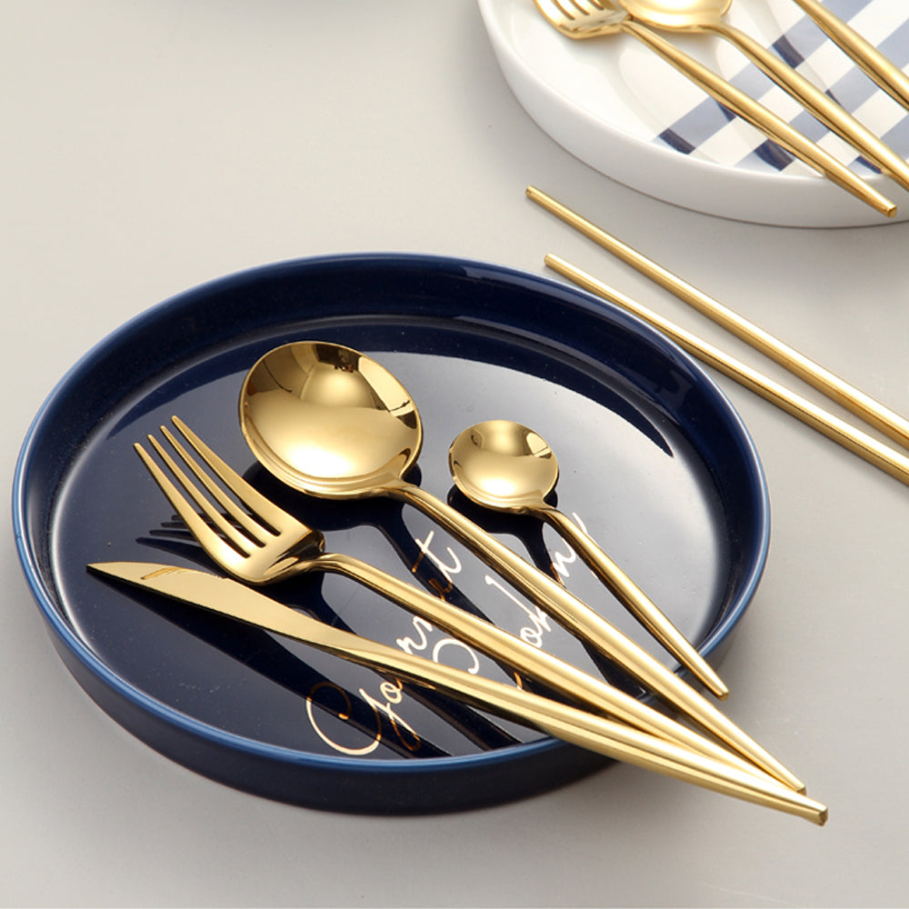 Conjunto de Talheres de Aço luxo Inoxidável 24pcs - GOLD - Minimalist House LTDA