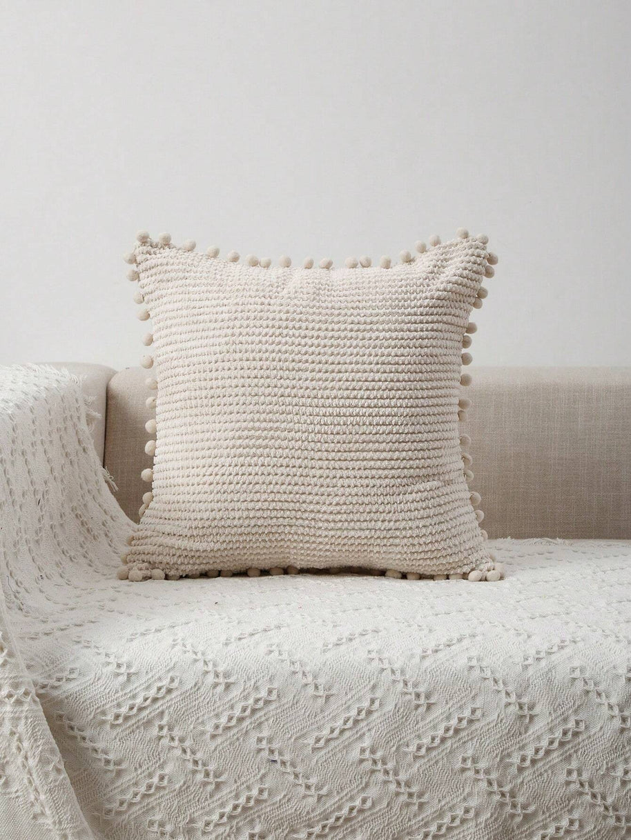 Cirelle Capa de Almofada Decorativa Pom Pom Bege