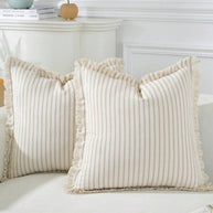 Cirelle Capa de Almofada Decorativa com Franjas Estilo Fazenda Jacquard