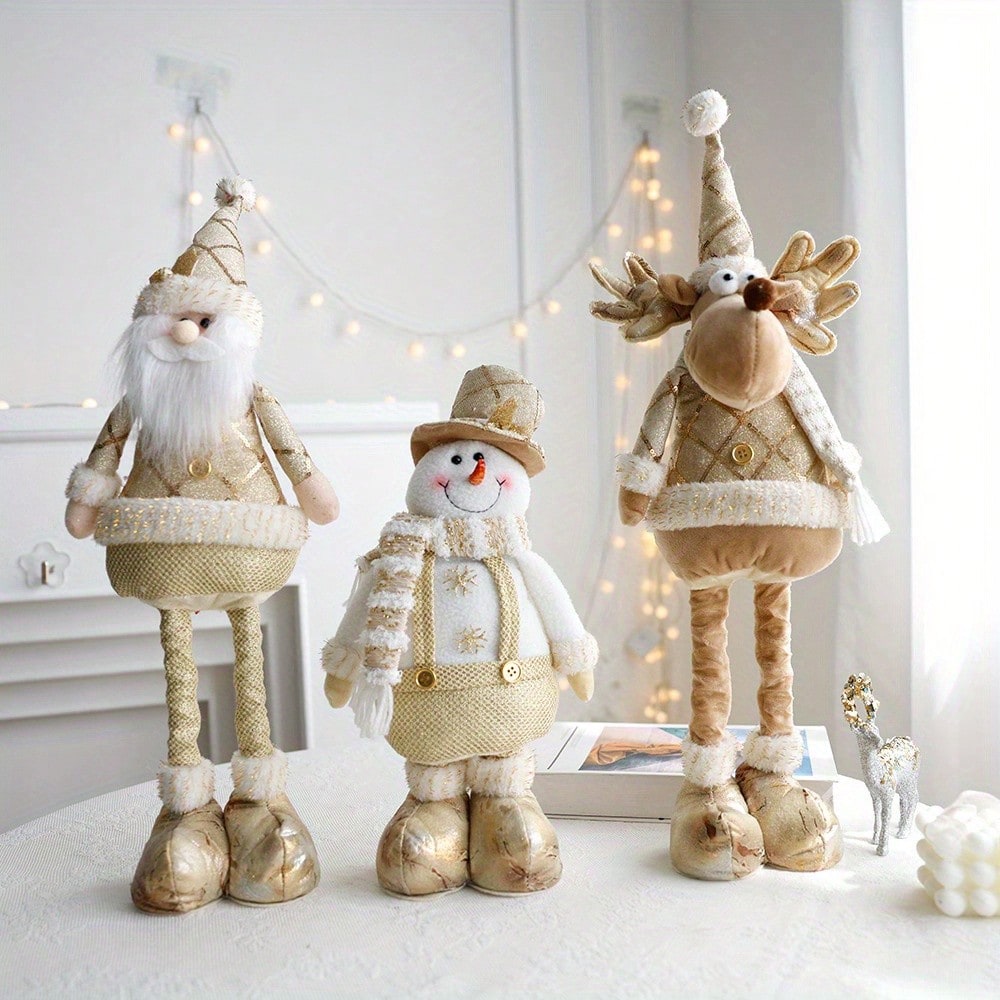 Cirelle Boneco Retrátil Natalino Dourado Decorativo