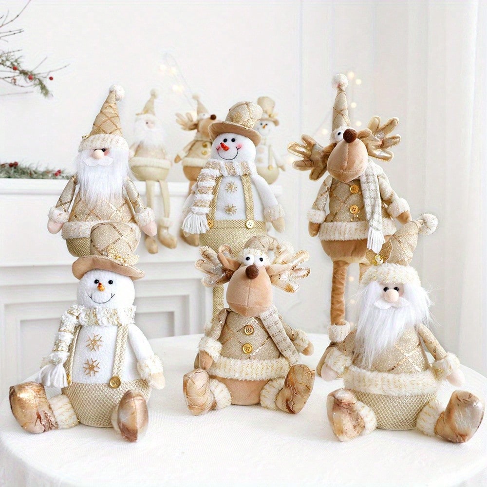Cirelle Boneco Retrátil Natalino Dourado Decorativo