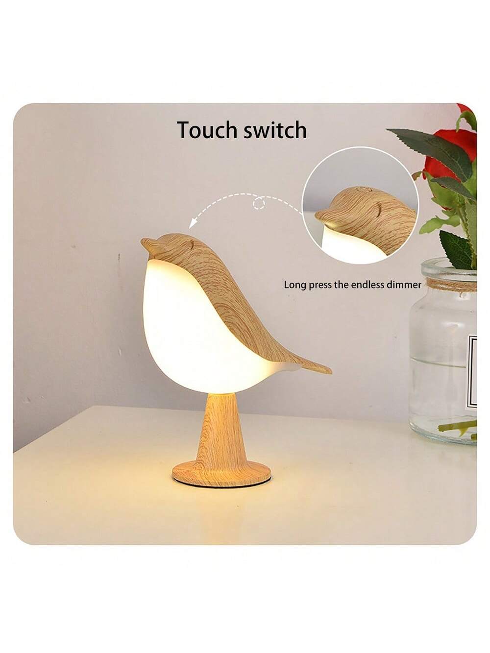 Cirelle Luz Noturna Pássaro LED Recarregável Touch 3 Cores