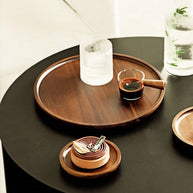 Bandeja Redonda Madeira Maciça Retrô Decorativa Multiuso