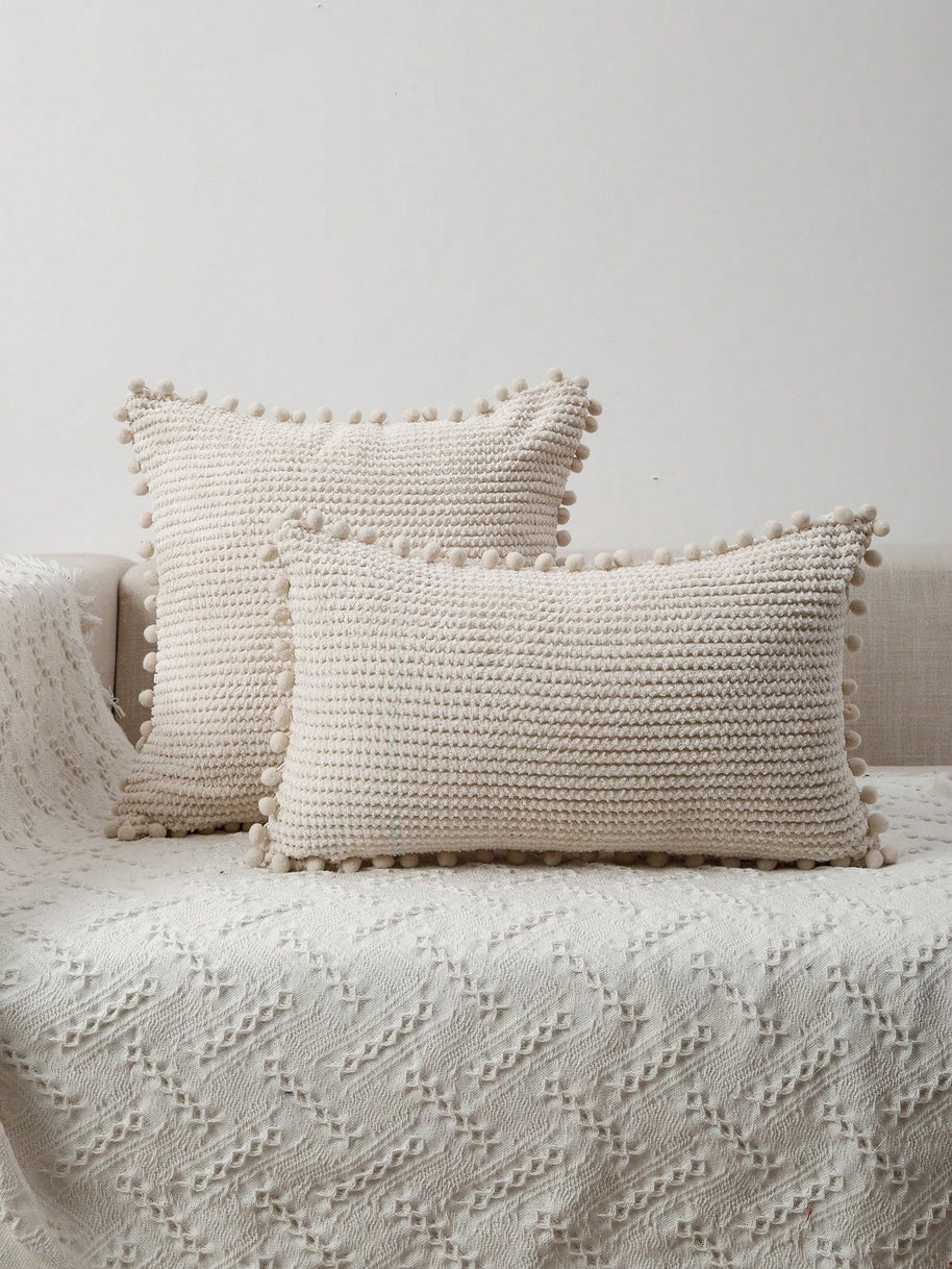Cirelle Capa de Almofada Decorativa Pom Pom Bege