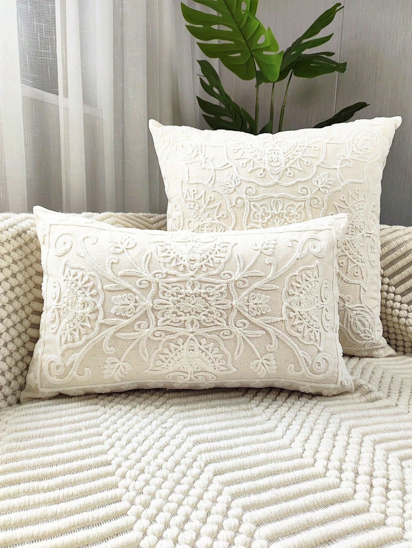 Cirelle Capa de Almofada Bordada Floral Borboleta Lona Moderna