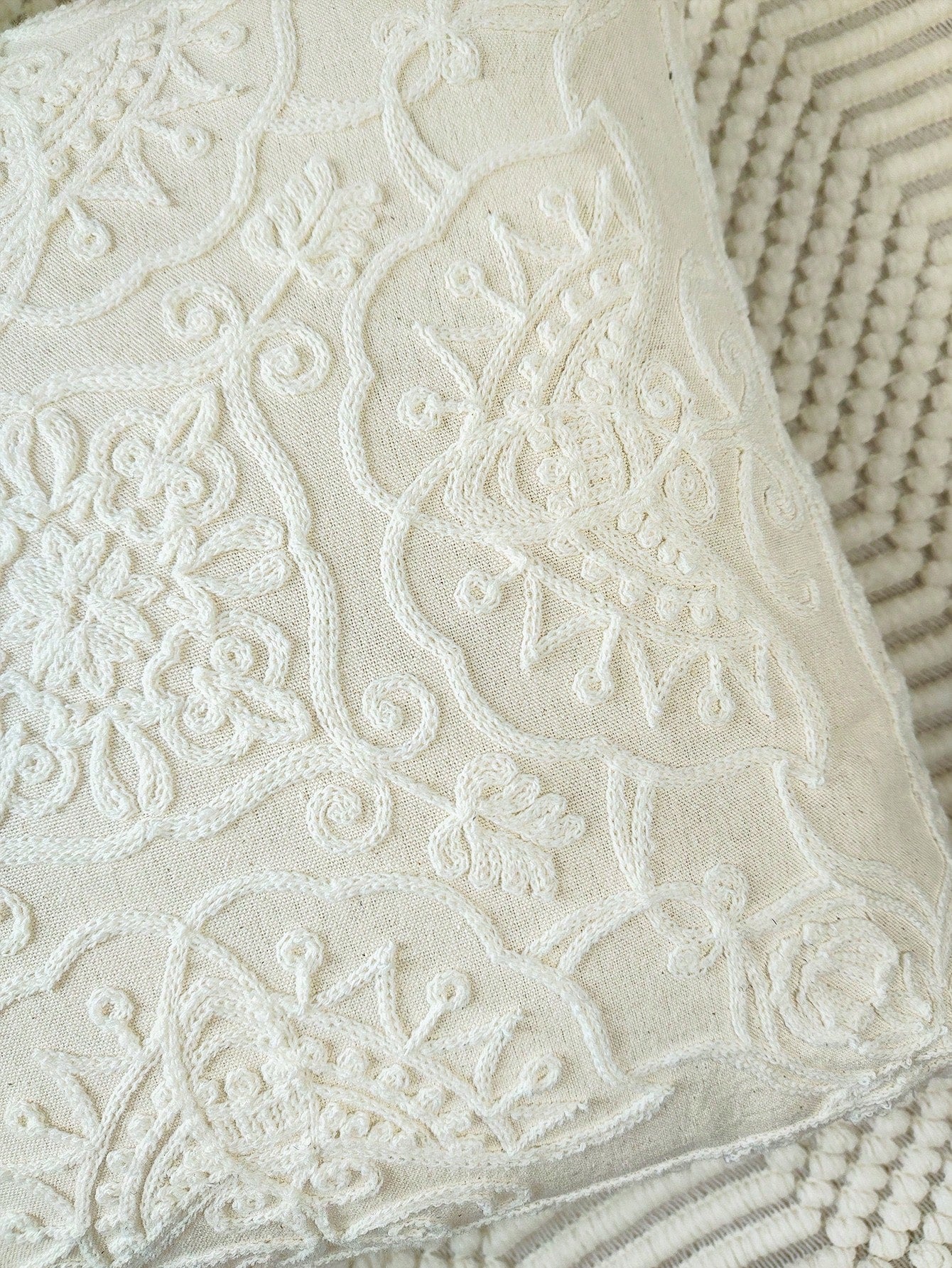 Cirelle Capa de Almofada Bordada Floral Borboleta Lona Moderna