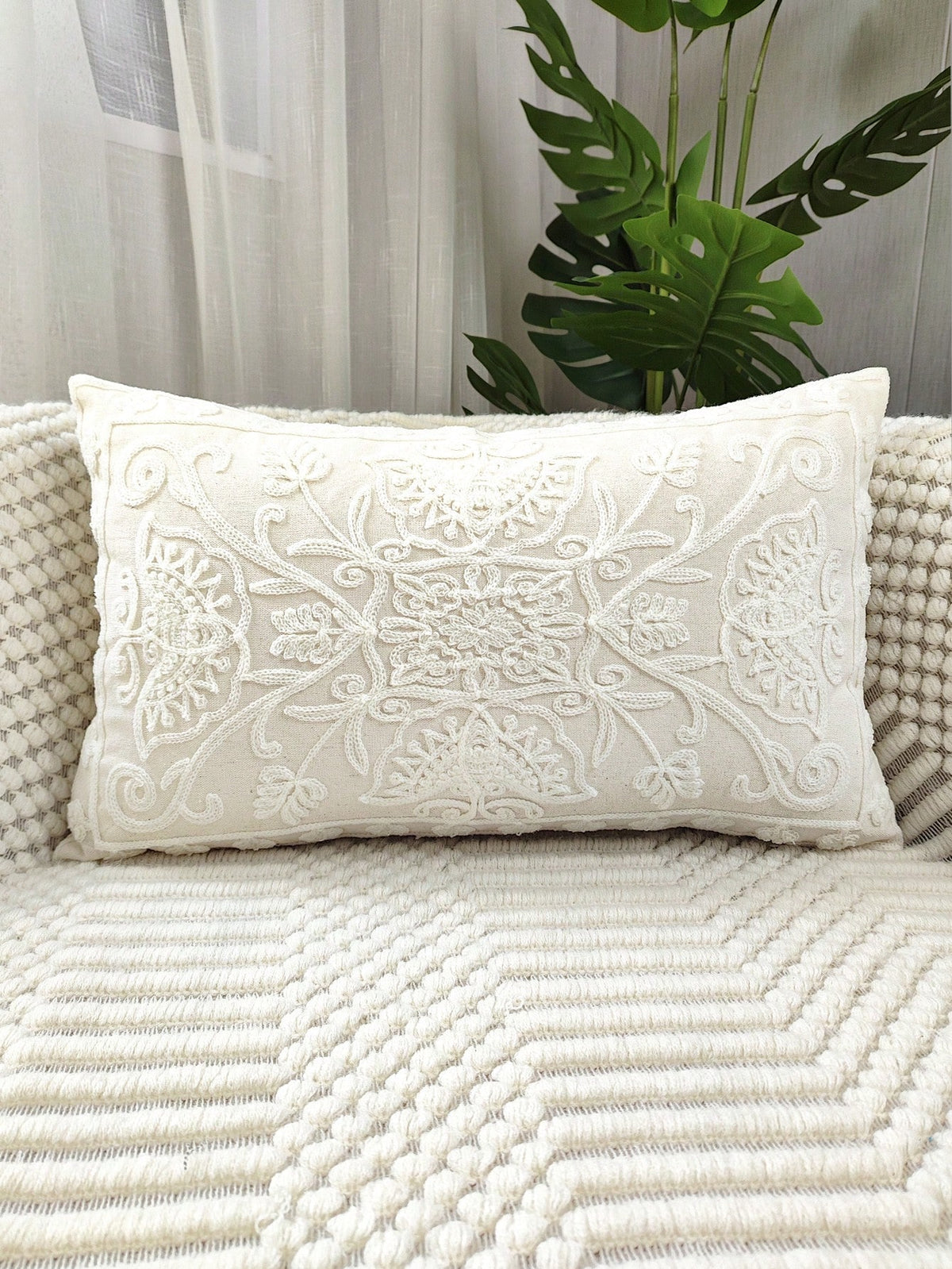 Cirelle Capa de Almofada Bordada Floral Borboleta Lona Moderna