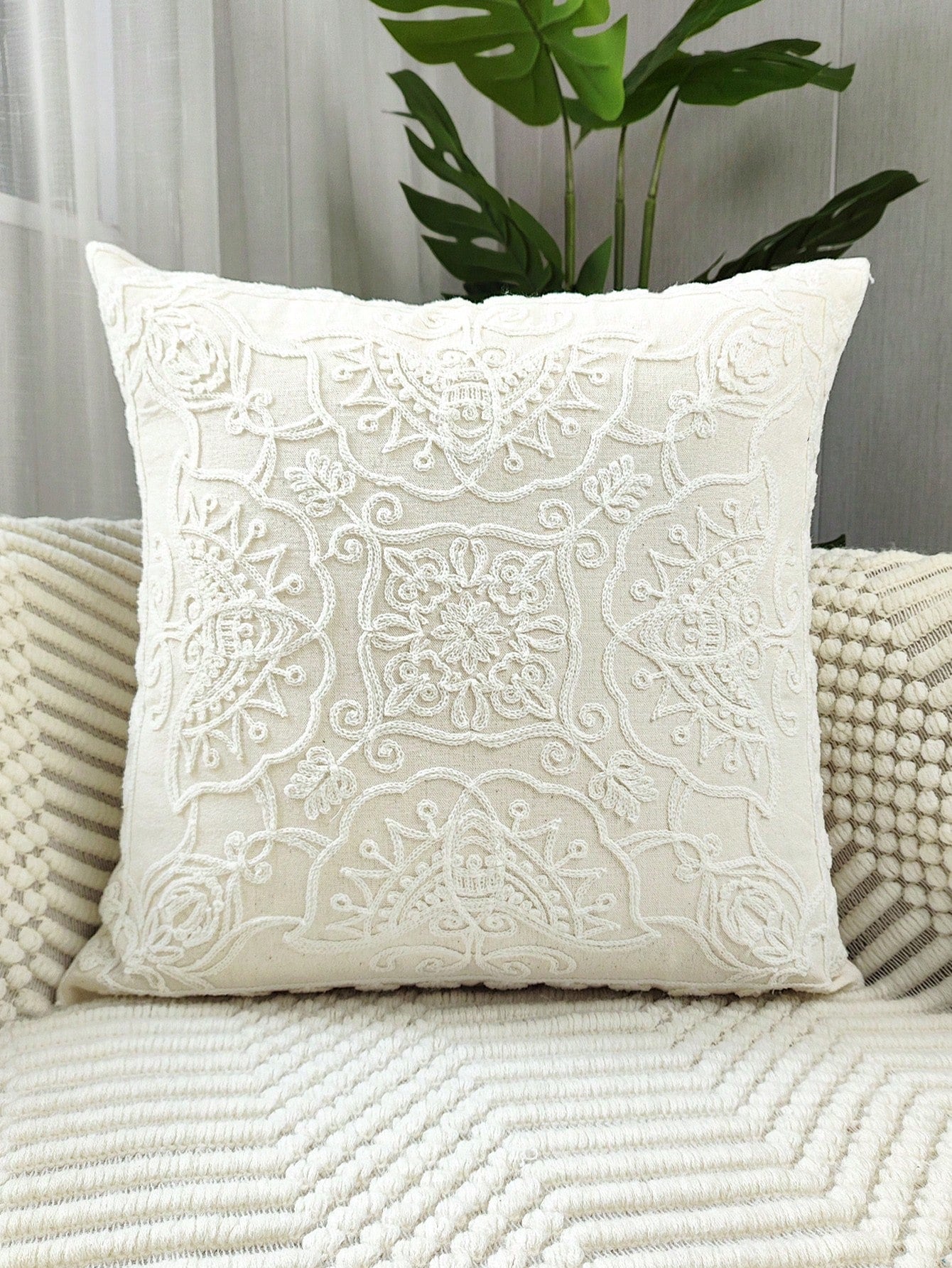 Cirelle Capa de Almofada Bordada Floral Borboleta Lona Moderna