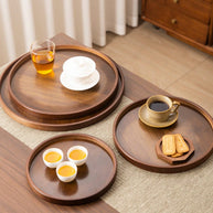 Cirelle Bandeja Redonda Madeira Bambu para Lanches Aperitivos