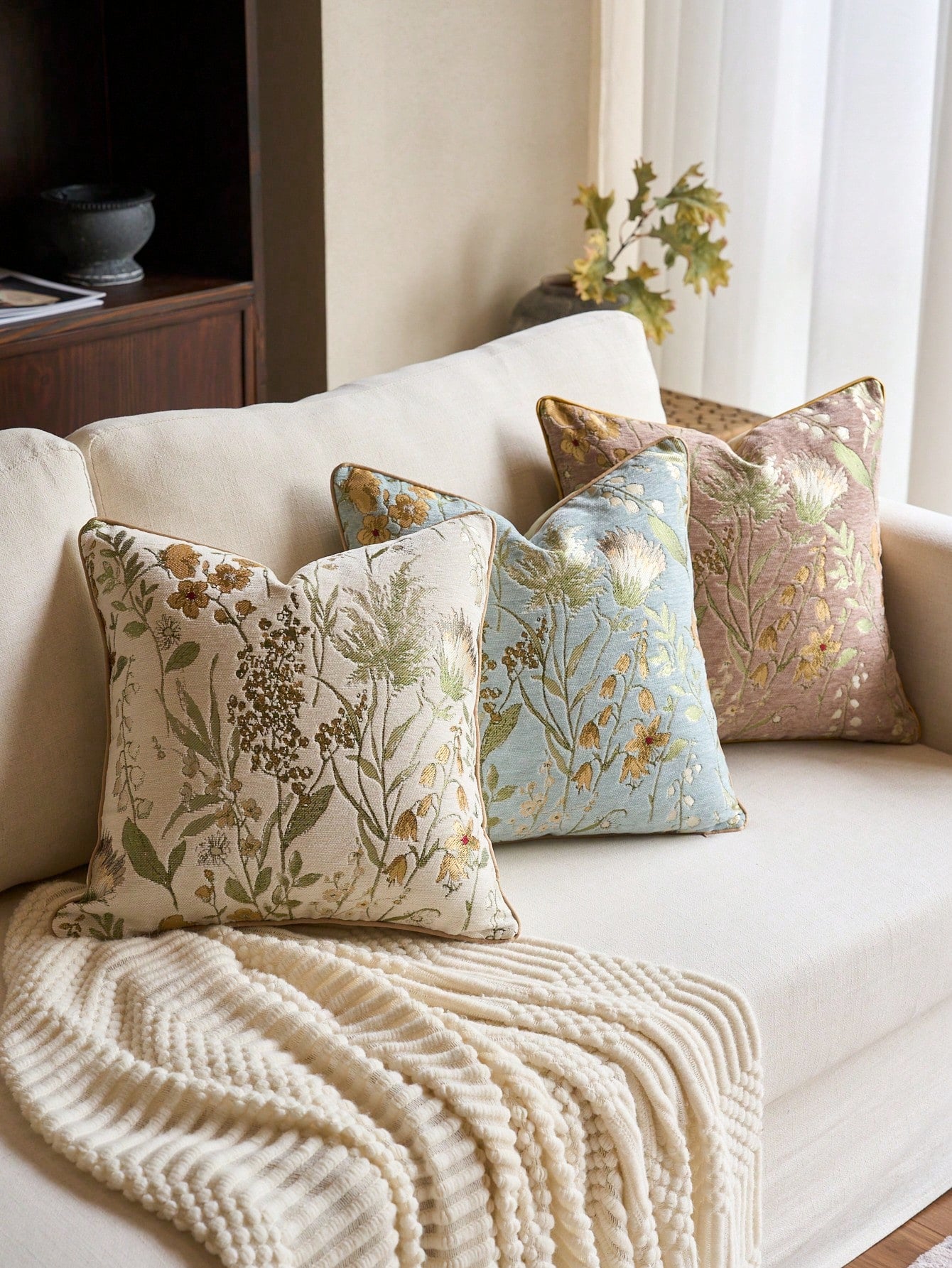 Cirelle Capa de Almofada Floral Jacquard Chenille 45x45cm