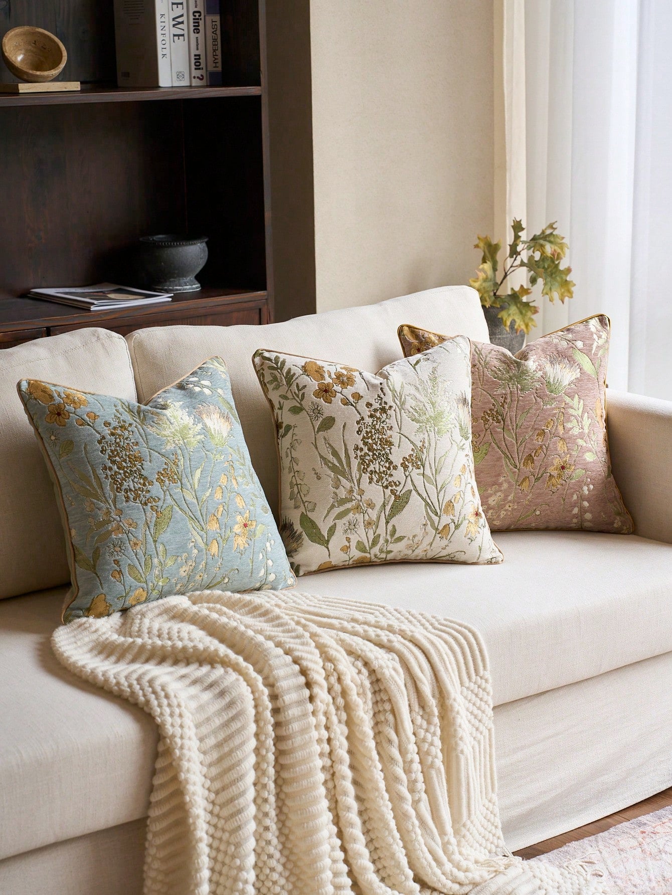 Cirelle Capa de Almofada Floral Jacquard Chenille 45x45cm