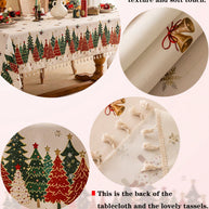Toalha de Mesa de Natal Estampa Árvores Barra de Renda