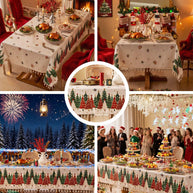 Toalha de Mesa de Natal Estampa Árvores Barra de Renda