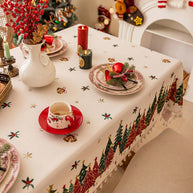 Toalha de Mesa de Natal Estampa Árvores Barra de Renda