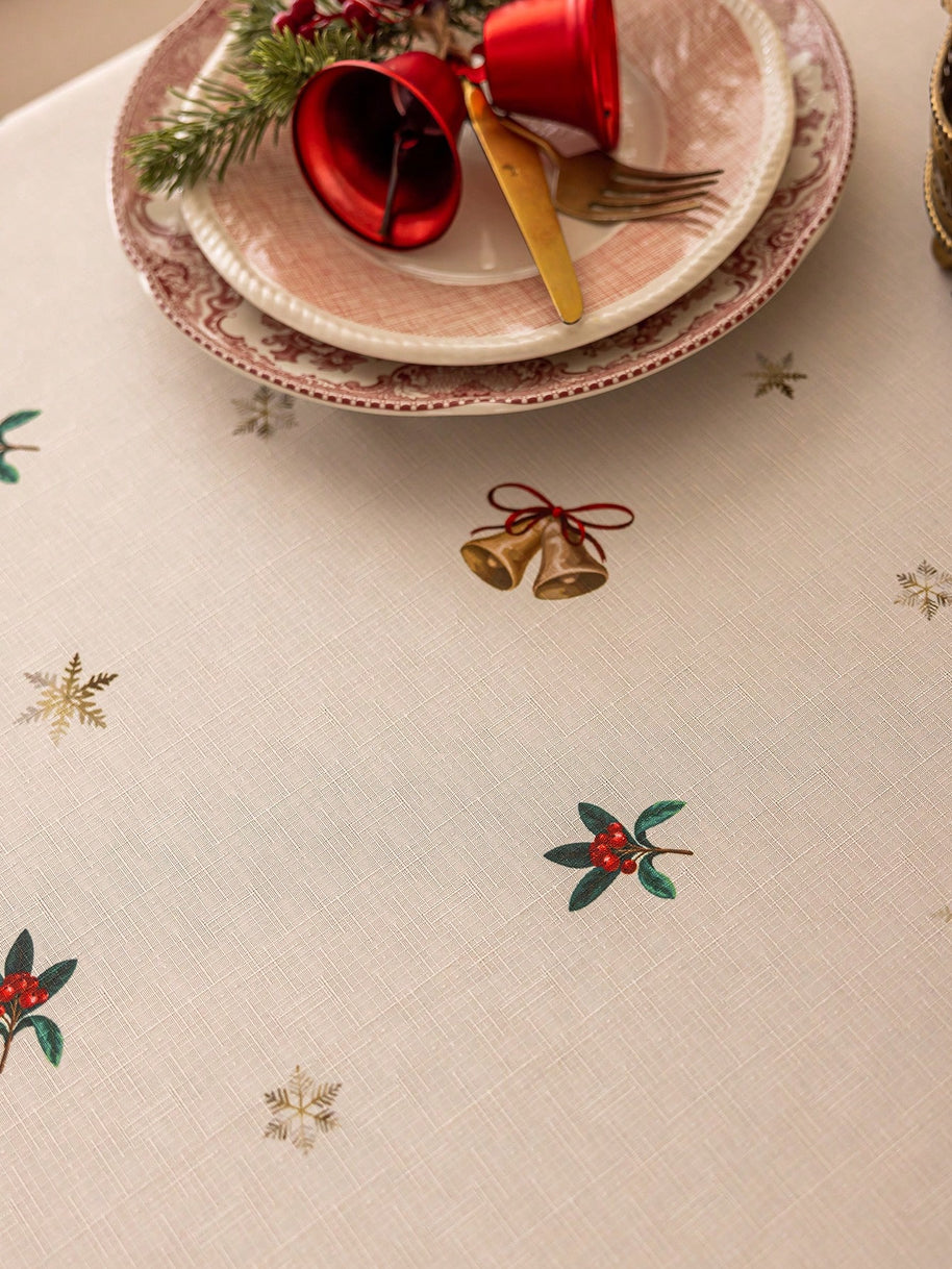 Toalha de Mesa de Natal Estampa Árvores Barra de Renda