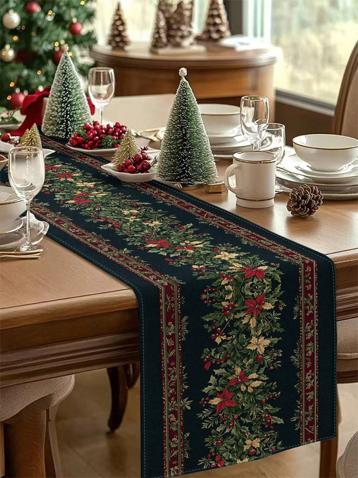 Cirelle Trilho de Mesa Natalino Árvore de Natal Efeito Linho