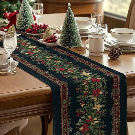 Cirelle Trilho de Mesa Natalino Árvore de Natal Efeito Linho