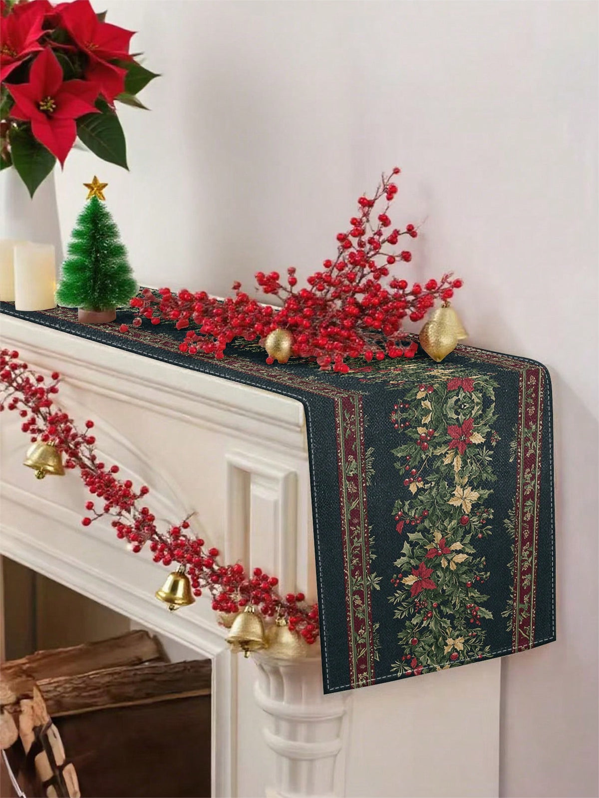 Cirelle Trilho de Mesa Natalino Árvore de Natal Efeito Linho