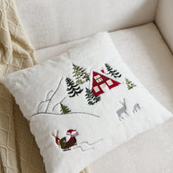 Cirelle Capa de Almofada Bordada Papai Noel e Árvore de Natal