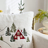 Cirelle Capa de Almofada Bordada Papai Noel e Árvore de Natal