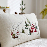 Cirelle Capa de Almofada Bordada Papai Noel e Árvore de Natal