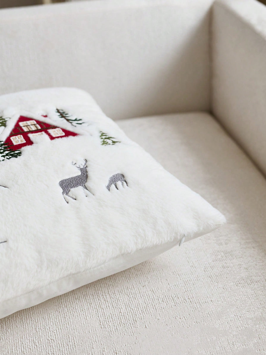 Cirelle Capa de Almofada Bordada Papai Noel e Árvore de Natal