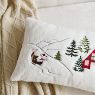 Cirelle Capa de Almofada Bordada Papai Noel e Árvore de Natal
