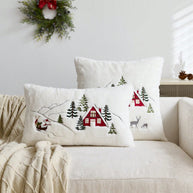 Cirelle Capa de Almofada Bordada Papai Noel e Árvore de Natal