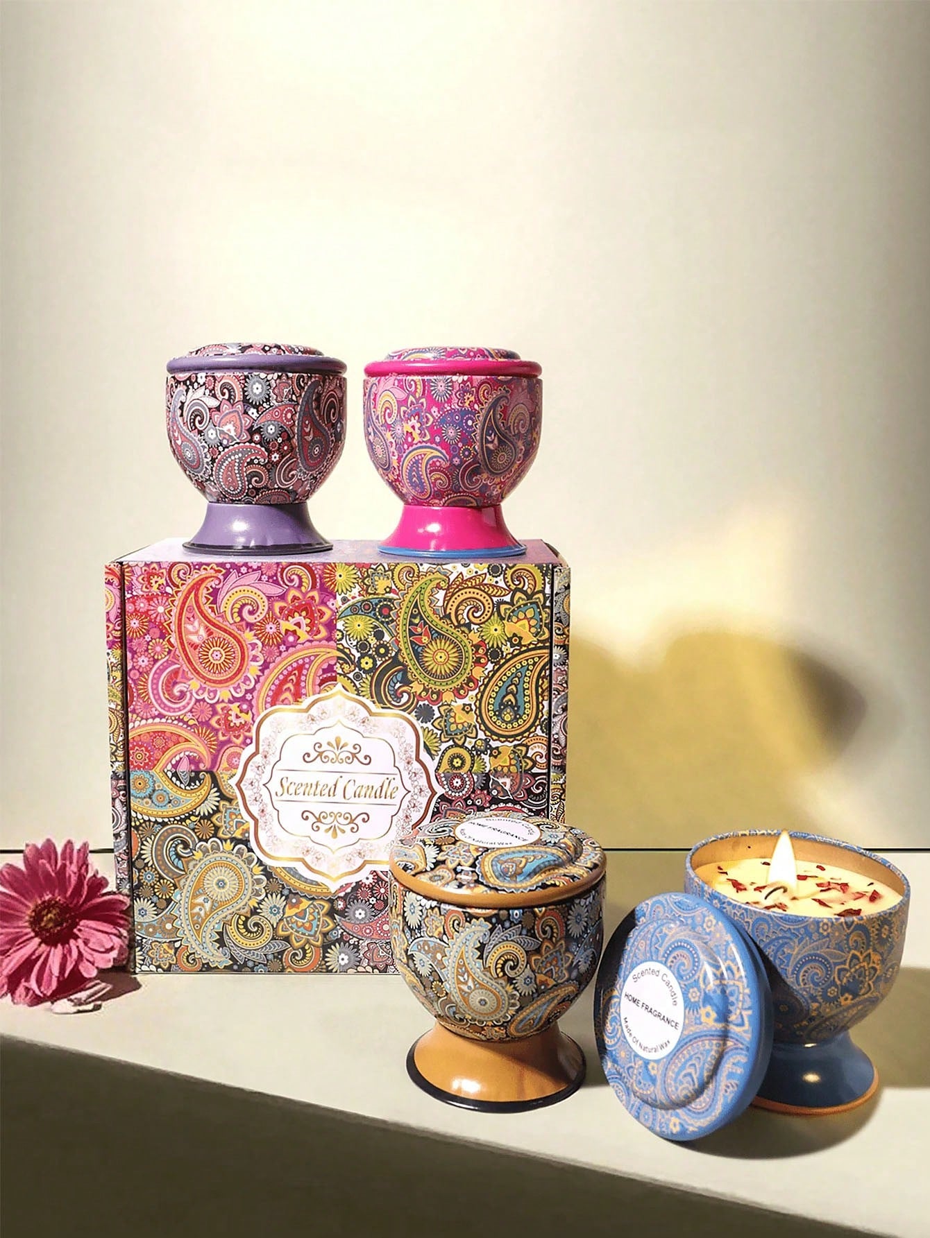 Cirelle Vela Perfumada com Flor Seca Cálice de Vidro