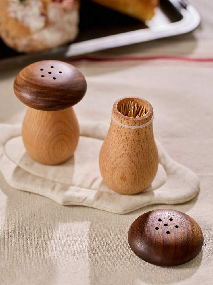 Cirelle Porta-palitos de Dente Cogumelo Madeira Nogueira Preta