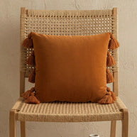 Cirelle Capa de Almofada Boho Veludo com Franjas Marrom 45x45cm