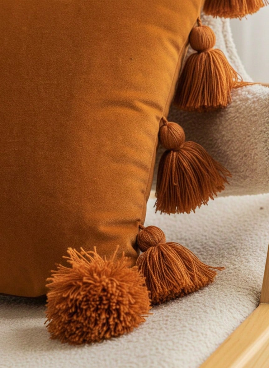 Cirelle Capa de Almofada Boho Veludo com Franjas Marrom 45x45cm