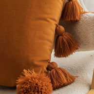 Cirelle Capa de Almofada Boho Veludo com Franjas Marrom 45x45cm