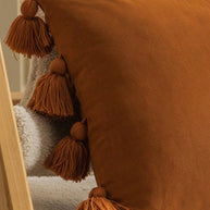 Cirelle Capa de Almofada Boho Veludo com Franjas Marrom 45x45cm