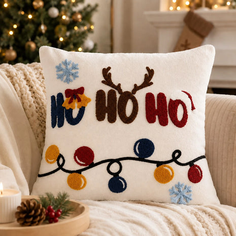Cirelle Capa de Almofada Bordada Natal Pelúcia 45x45cm