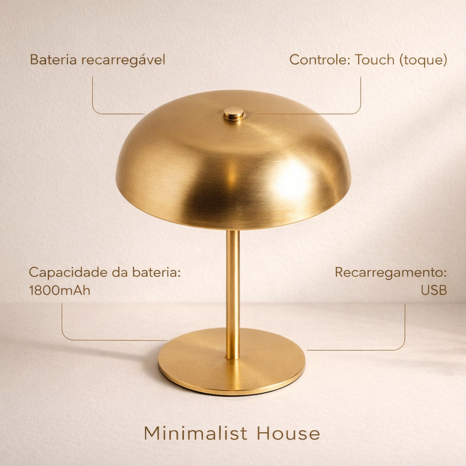Luminária de Mesa LED Portátil Recarregável USB - Aurum