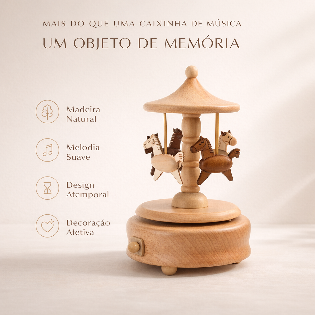 Caixinha de Música - Madeira Vintage Carrossel