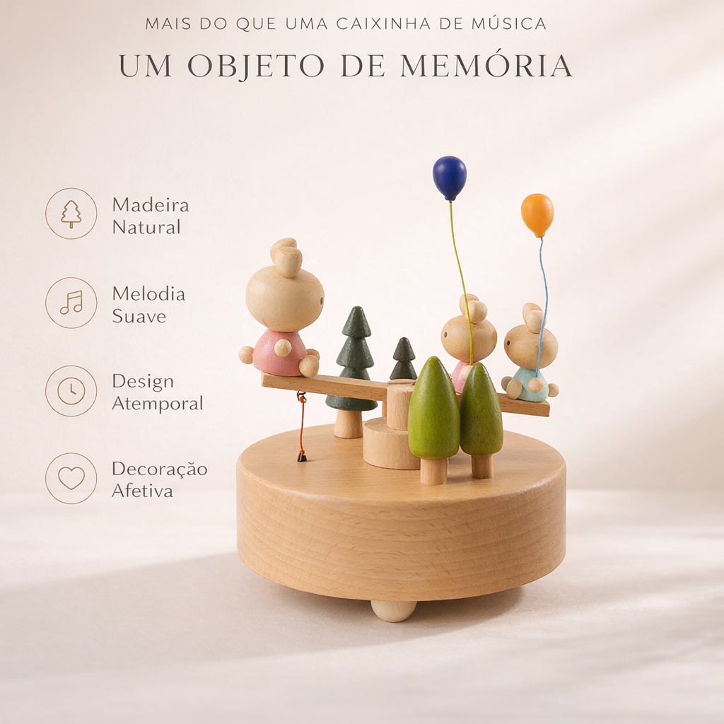 Caixinha de Música Infantil em Madeira – Parque Encantado