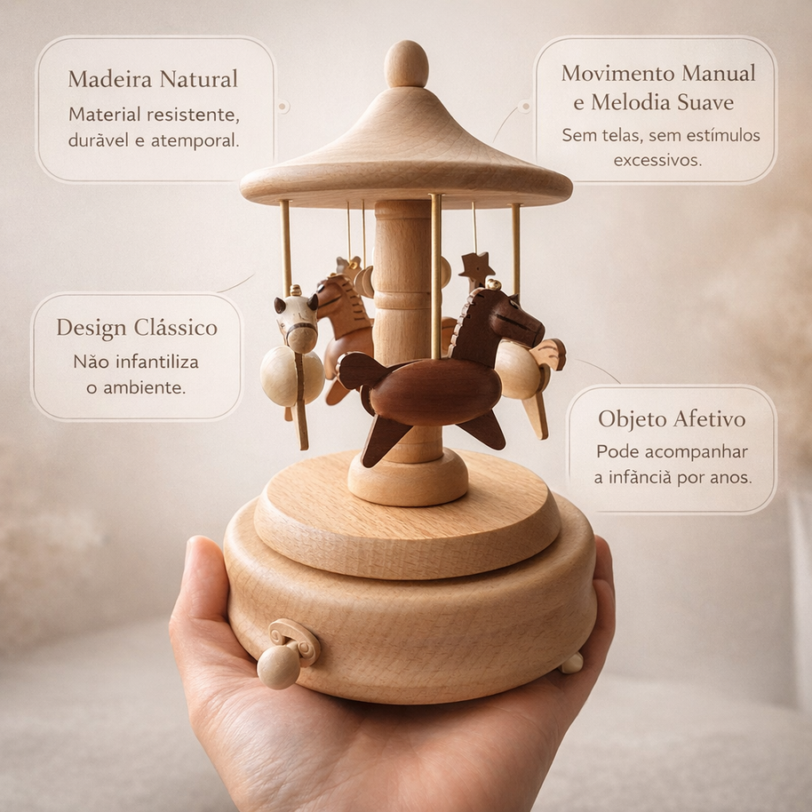 Caixinha de Música - Madeira Vintage Carrossel