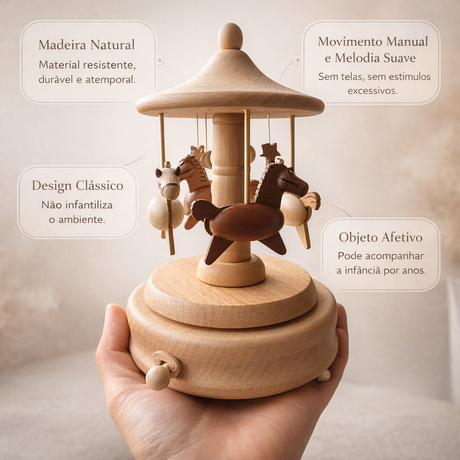 Caixinha de Música - Madeira Vintage Carrossel