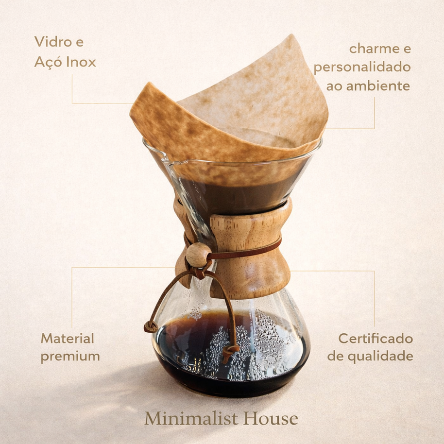 Bule Oriental de vidro de café filtro de aço inoxidável - 400/800ml