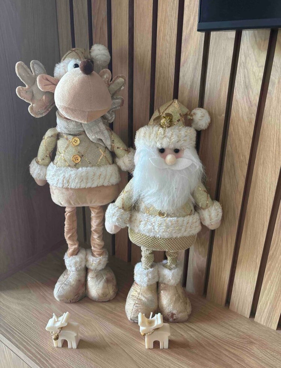 Boneco Retrátil Natalino Dourado Decorativo