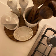 Bandeja Redonda Madeira Maciça Retrô Decorativa Multiuso